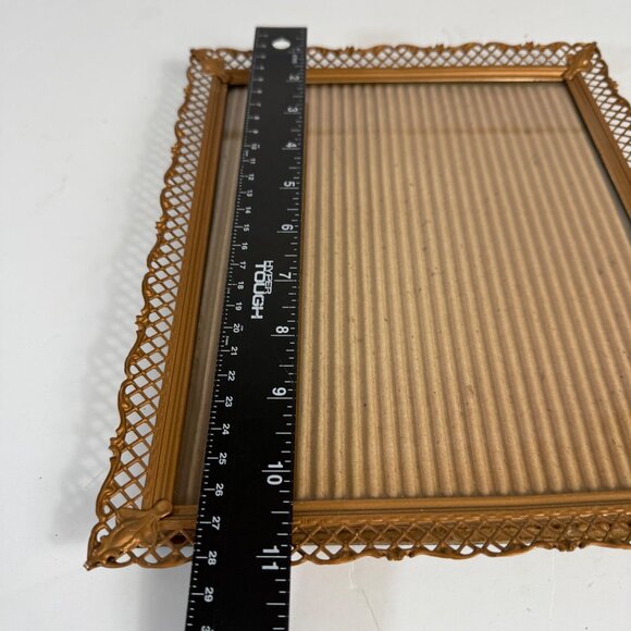 Ornate Metal Picture Frame Gold Tone Vintage Lattice Design Glass Front 8 X 10 - Picture 9 of 16
